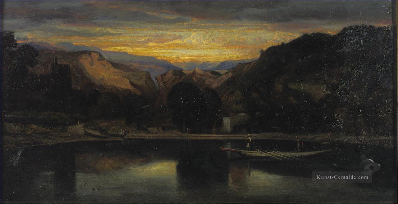 SUNSET ON THE LAKE Alexandre Gabriel Decamps Orientalist Ölgemälde